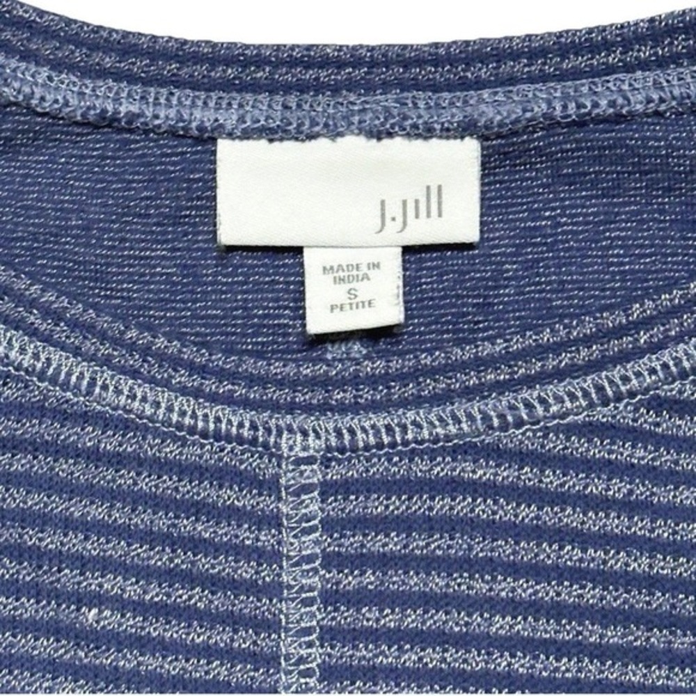 J. Jill Knit Dress Blue Stripe‎ Cottagecore Coastal Bohemian Women Small Petite - Picture 2 of 7
